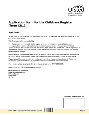 Childcare Register Application Form CR1