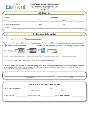 Credit/Debit Payment Authorization
