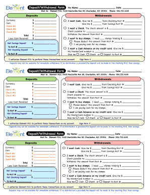 Deposit/Withdrawal Form