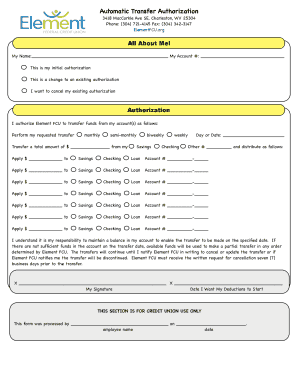 Automatic Transfer Authorization Form