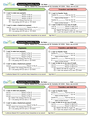Payments Transfers Form