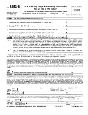 US Electing Large Partnership Declaration Form 8453-B
