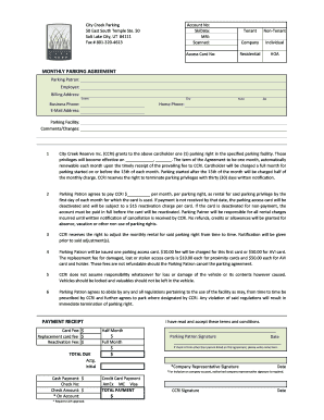 City Creek Monthly Parking Agreement