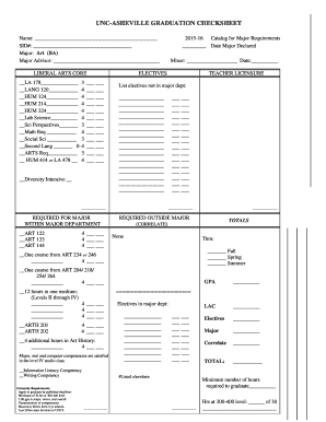 UNC Asheville Graduation Checksheet