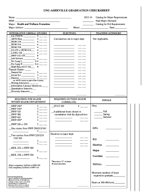UNC Asheville Graduation Checksheet