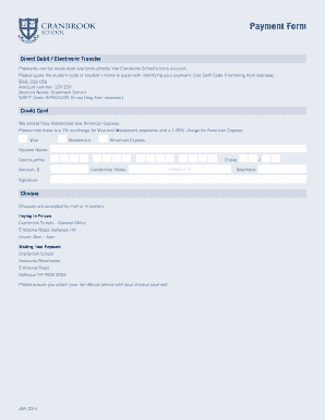 Cranbrook School Payment Form