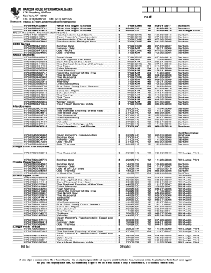 Random House International Sales Order Form