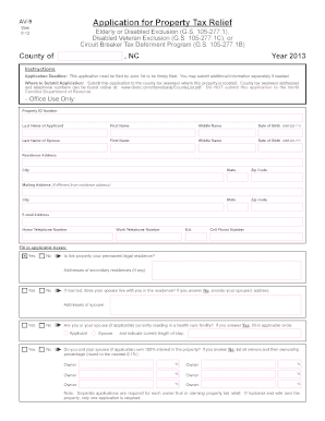 AV-9 Application for Property Tax Relief