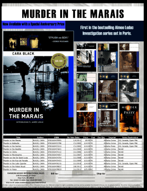 Murder in the Marais Book Order Form
