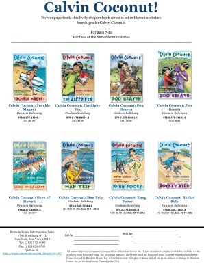 Calvin Coconut Book Order Form