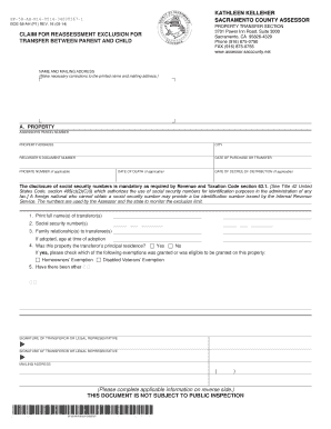 California Parent-Child Property Transfer Reassessment Exclusion Form