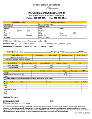 Factor Prescription Request Form