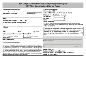 San Diego County 457 Plan Contribution Change Form