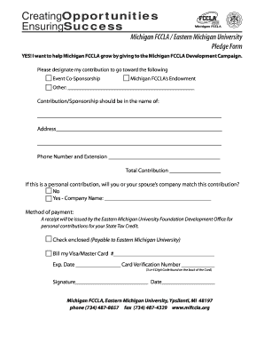 Michigan FCCLA Development Campaign Pledge Form