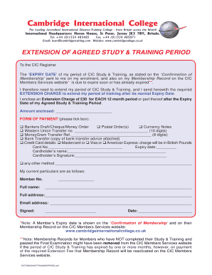 Extension of Study and Training Period