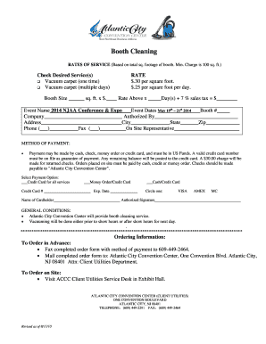 Booth Cleaning Service Order Form
