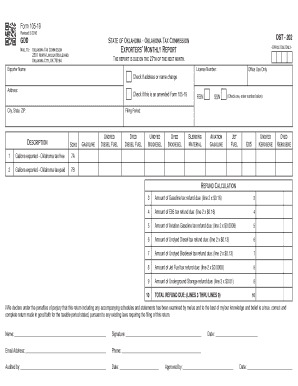 Oklahoma Exporters' Monthly Report Form 105-19