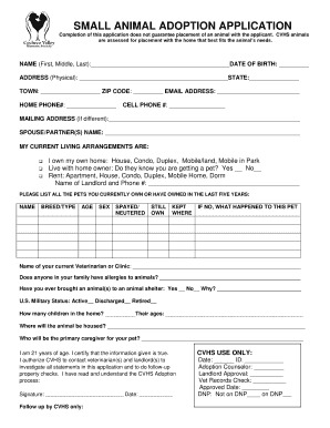 Small Animal Adoption Application