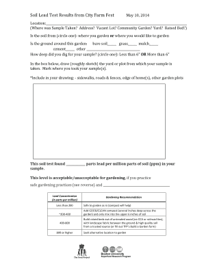 Soil Lead Test Results Form