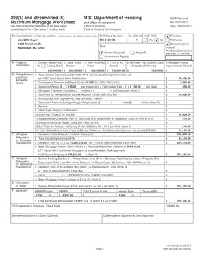 HUD 203(k) Maximum Mortgage Worksheet