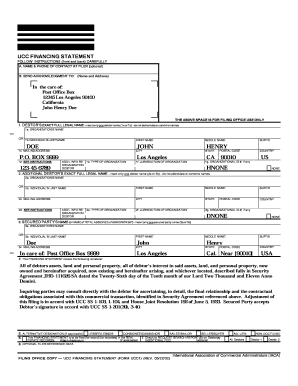 UCC Financing Statement Form UCC1