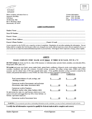 Asset Supplement Form