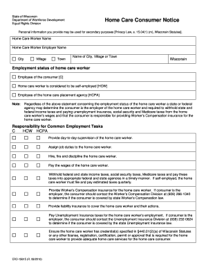 Wisconsin Home Care Consumer Notice