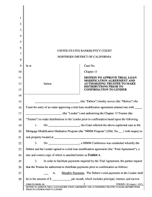 Motion to Approve Trial Loan Modification Agreement