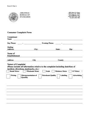 Arkansas Consumer Complaint Form