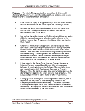 Challenging Behaviors Procedure