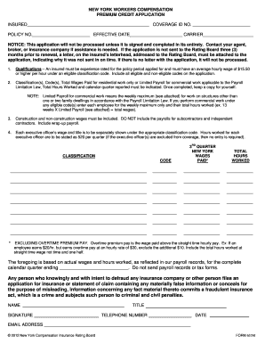 New York Workers Compensation Premium Credit Application