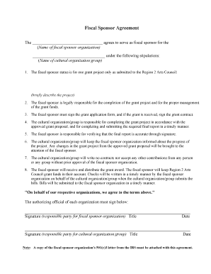 Fiscal Sponsor Agreement