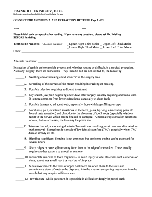 Consent for Anesthesia and Tooth Extraction