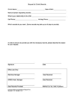 Request for Child’s Records Form