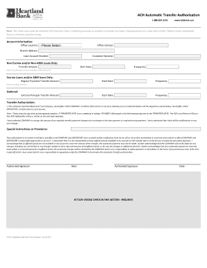 ACH Automatic Transfer Authorization Form