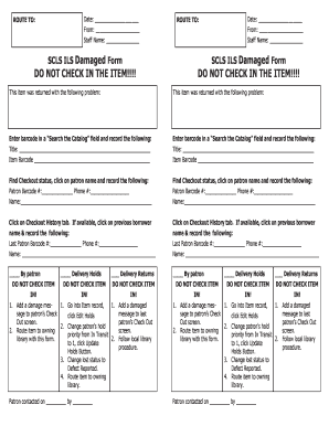 SCLS ILS Damaged Form