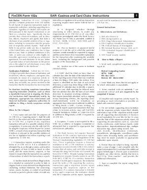 FinCEN Form 102a SAR - Casinos and Card Clubs