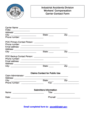 Workers' Compensation Carrier Contact Form