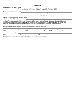 Trans-Border Power of Attorney Form