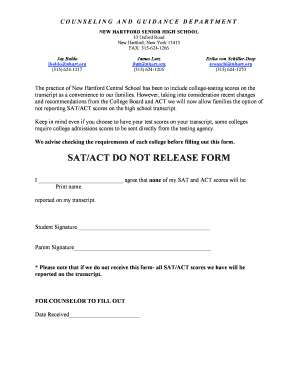 SAT/ACT Score Release Waiver Form