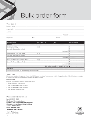 Bulk Order Form
