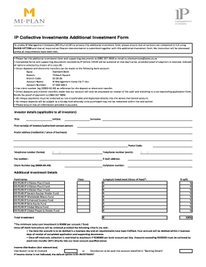 IP Collective Investments Additional Investment Form