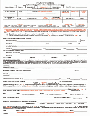 Wyoming Vehicle Title Application