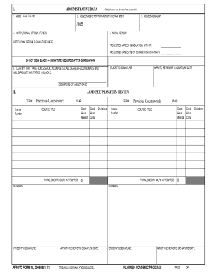 AFROTC Form 48 Academic Plan Review