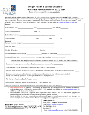 OHSU Insurance Verification Form