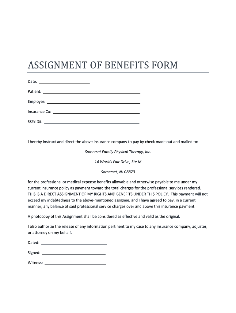 an assignment of benefits form is quizlet