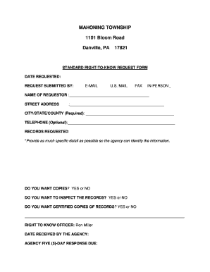 Pennsylvania Right-to-Know Request Form