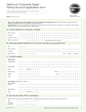 Optimum Corporate Super Family Account Application Form