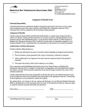 Assignment of Benefits Form