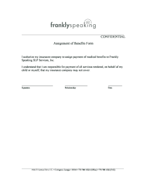 Assignment of Benefits Form